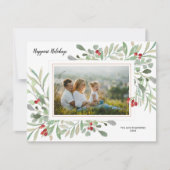 Kerst Botanische Rode Bessen Familie Foto Collage Feestdagenkaart (Voorkant)