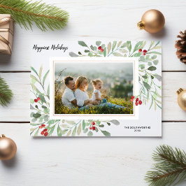 Kerst Botanische Rode Bessen Familie Fotocollage Feestdagenkaart