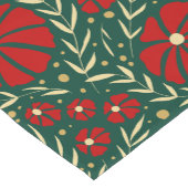 Kerst Botanische Rode en Groene Bloemen Korte Tafelloper (Hoek)