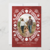 Kerst Botanische rode foto Feestdagenkaart (Voorkant)