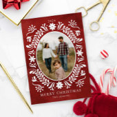 Kerst Botanische rode foto Feestdagenkaart