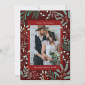 Kerst Botanische Rode Foto Vakantie Kaart (Voorkant)