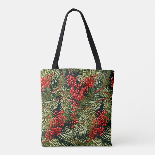 Kerst Botanische takken en bessen Tote Bag (Achterkant)