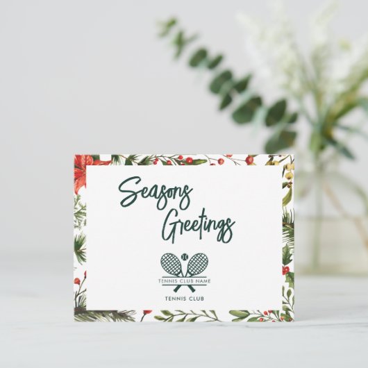 Kerst Botanische Tennis Club seizoenen Feestdagenkaart (Staand voorkant)