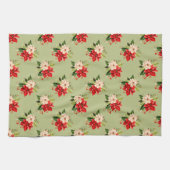 Kerst Botanische Vakantie Poinsettia Bloemen Theedoek (Horizontaal)