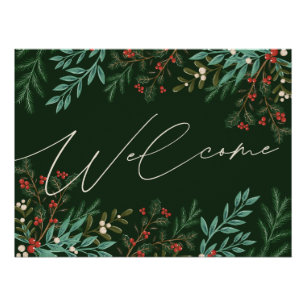 Kerst Botanische Vakantie Welkom Groene Lijst Perfect Poster