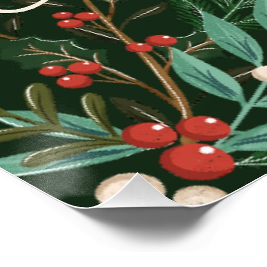 Kerst Botanische Vakantie Welkom Groene Lijst Perfect Poster (Hoek)