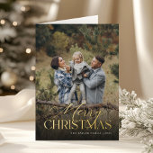Kerst Botanische Verticale Foto Gevouwen Goud Folie Feestdagenkaart
