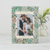 Kerst Botanische Wijze Foto Vakantie Kaart (Staand voorkant)