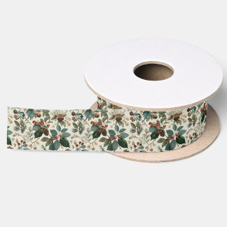 Kerst Botanische Winter Cadeaupapier Accentlint Satijnen Lint
