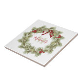 Kerst - Botanische witte rode monogram Tegeltje (Zijkant)