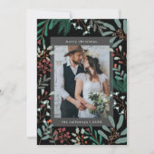 Kerst Botanische Zwarte Foto Vakantie Kaart (Voorkant)