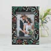 Kerst Botanische Zwarte Foto Vakantie Kaart (Staand voorkant)