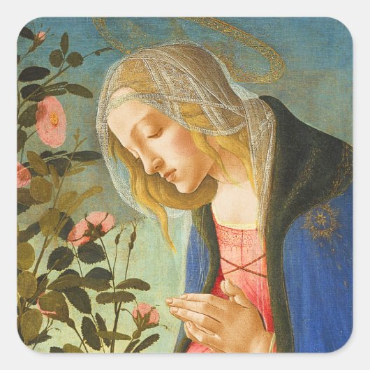 Kerst Botticelli Madonna en kind Vierkante Sticker (Voorkant)