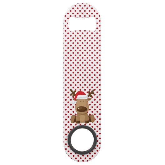 Kerst Bottle Opener Rendier Polka Dot Polkado Speed Flessenopener (Voorkant)