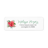 kerst-Bouquet-Poinsettia aangepaste kalligrafie Etiket (Voorkant)