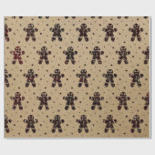 Kerst Bourgonde Glitter Gingerbread Man Kraft Cadeaupapier (Vlak)