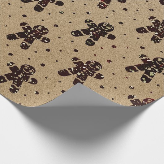 Kerst Bourgonde Glitter Gingerbread Man Kraft Cadeaupapier (Hoek)