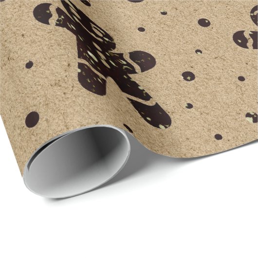 Kerst Bourgonde Glitter Gingerbread Man Kraft Cadeaupapier (Rol Hoek)