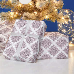 Kerst Bourgondië en Witte Sneeuwvlok Mandala Cadeaupapier