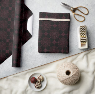 Kerst Bourgondië en Zwarte Mandala Cadeaupapier