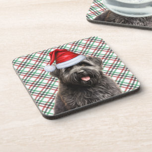 Kerst Bouvier Hond Rood Groen Plaid Vakantie Bier Onderzetter