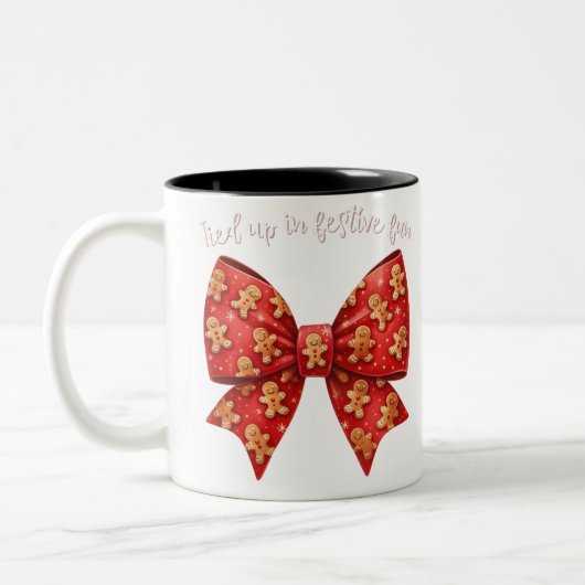 Kerst Bow Kerst Ginger Brood Bow Feestelijk Tweekleurige Koffiemok (Links)