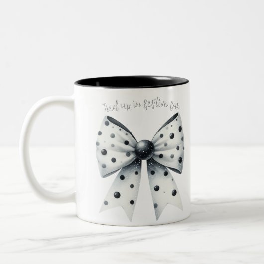 Kerst Bow Kerst Polka Dots Bow Feestelijk Tweekleurige Koffiemok (Links)