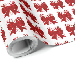 Kerst Bow Plaid Patroon Rood Vrolijk Kerstmis Cadeaupapier