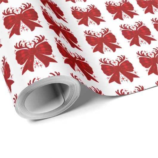 Kerst Bow Plaid Patroon Rood Vrolijk Kerstmis Cadeaupapier (Rol Hoek)