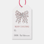 Kerst Bow Rood Licht Minimale Gepersonaliseerde Gi Cadeaulabel (Voorkant)