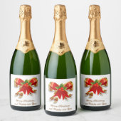 Kerst Bow Wijn en Mousserende Wijn Label Set Sparkling Wijnetiket (Flessen)