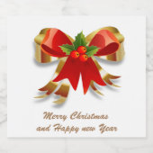 Kerst Bow Wijn en Mousserende Wijn Label Set Sparkling Wijnetiket (Enkel label)