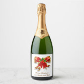 Kerst Bow Wijn en Mousserende Wijn Label Set Sparkling Wijnetiket (Voorkant)