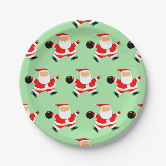 Kerst Bowling Feestje Papieren Bordje (Voorkant)