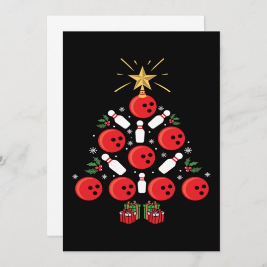 Kerst Bowling Kerstboom Grappig Vakantie Bowler Kaart (Voorkant / Achterkant)