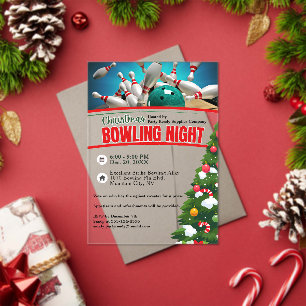 Kerst Bowling Night Decorated Tree Party Acryl Uitnodigingen