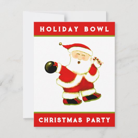 Kerst Bowling Party Kaart (Voorkant)