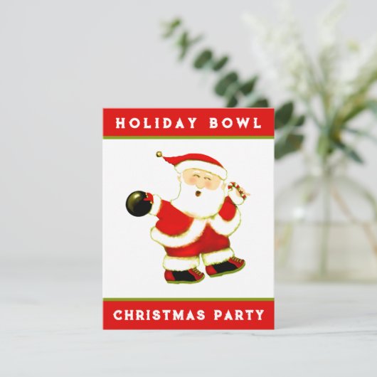 Kerst Bowling Party Kaart (Staand voorkant)