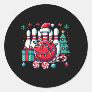 Kerst Bowling Pins Rendier Xmas Bowler Mannen Wo Ronde Sticker