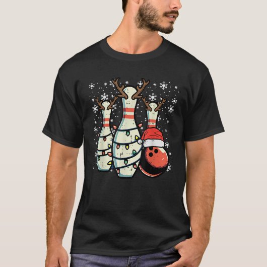 Kerst Bowling Pins Rendier Xmas Bowler Vrouwen T-shirt (Voorkant)