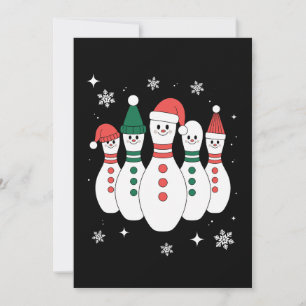 Kerst Bowling Pins Sneeuwman Kerstman Hoed Kerstmi Kaart