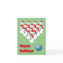 Kerst Bowling Sneeuwmannen Gevouwen Kerstkaart