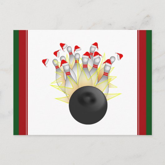 Kerst Bowling Strike Feestdagenkaart (Voorkant)