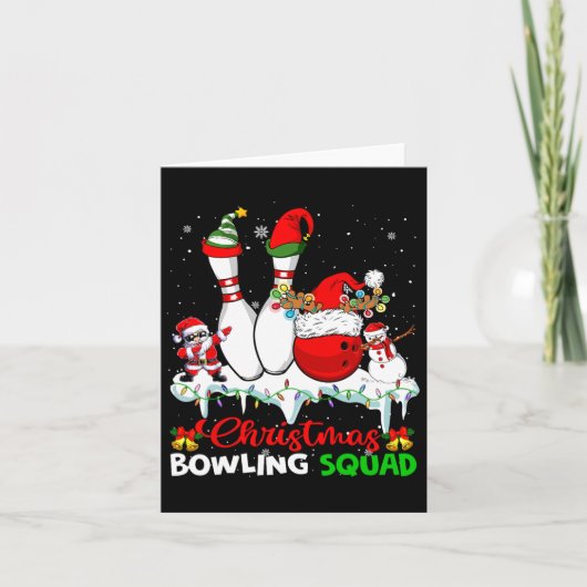 Kerst Bowling Team Dabbing Kerstman Elf Bowling Kaart (Voorkant)