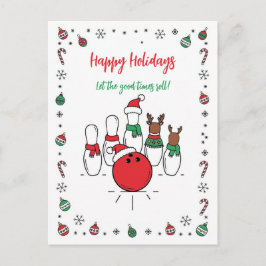 Kerst Bowling Vakantie Wenskaarten Feestdagenkaart