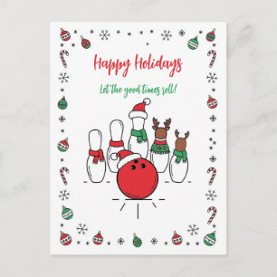 Kerst Bowling Vakantie Wenskaarten Feestdagenkaart