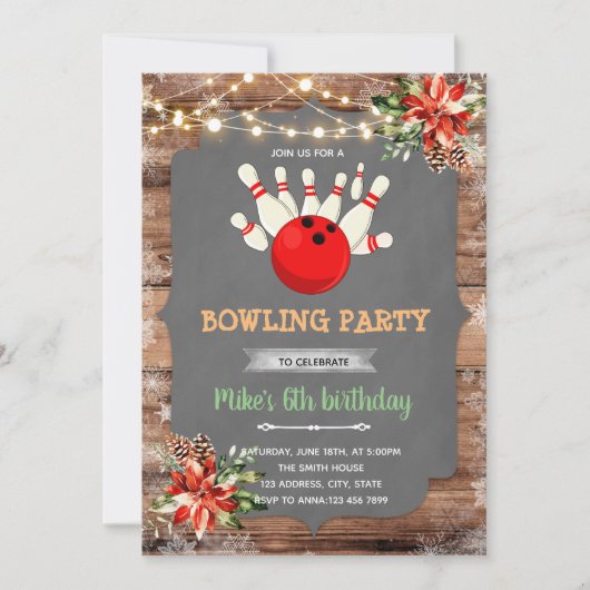 Kerst bowlparty kaart (Voorkant)