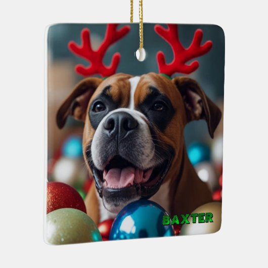  Kerst Boxer Dog Keramisch Ornament (Rechts)