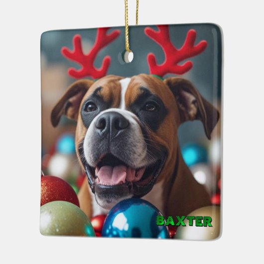  Kerst Boxer Dog Keramisch Ornament (Links)